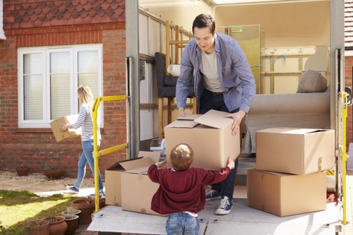 Removal team preparing safe moving equipment before a house move