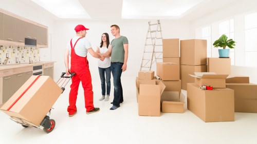 Professional movers handling a relocation in the middle of the process